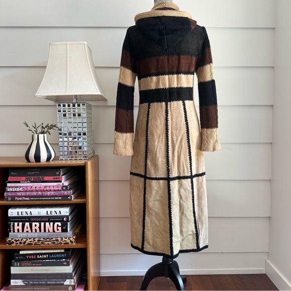 Vintage Leather Patchwork Sweater Coat by Leather Bug size S - Picture 5 of 13